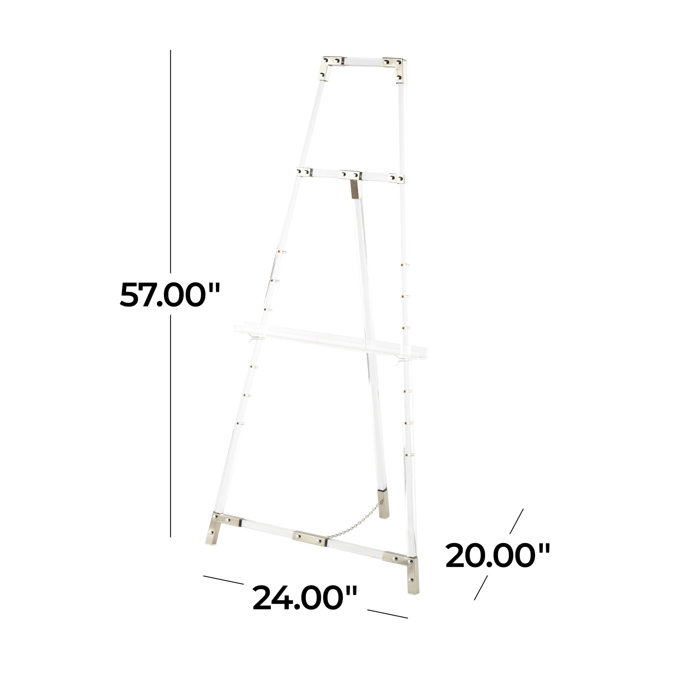 DecMode 24" x 57" Clear Acrylic Plastic Tall Adjustable Floor 7 Tier Easel with Silver Accents, 1-Piece