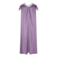 thumbnail image 5 of Women's Satin Long Nightgown， Lace V-Neck Short Sleeved Maxi Sleepdress Gowns for Women Sleepwear Purple XXL, 5 of 6
