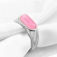 thumbnail image 3 of HIJONES Women's Stainless Steel Cute Pink Bean Dome Gemstone Wedding Rings 8MM Gold Plated Glossy Pinky Jewellery Silver Size 10, 3 of 6