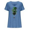 thumbnail image 4 of lcziwo St Patrick's Day Cotton Shirt for Women Fashion Letter Graphic Tee Tops Loose Casual U Neck Short Sleeve Tshirts Summer Athletic Blouses Blue M Lightning Prime Sales, 4 of 5