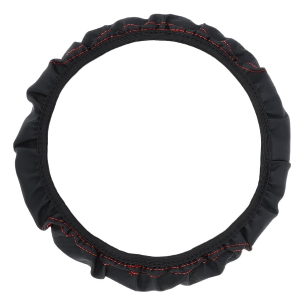 Funda de Volante 14.6"-15" Funda de Volante de Coche de Cuero Sintético Negro Rojo 1 Pc