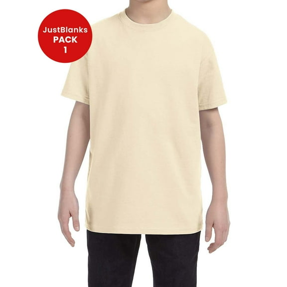 JustBlanks Heavy Cotton Youth T Shirt Taped Neck Shoulders for Comfort Durability