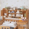 thumbnail image 3 of Twin Size Multifunctional Wood Platform Bed with Bookshelf at the Head of the Bed, Built-in Desk and Matching Chair, Natural, 3 of 18