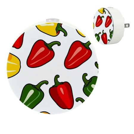 

YZUOUZY Night Lights Plug into Wall LED Lamp Small Bedside Lamps Set of 2 Vector Pimento Peppers Ink Drawing