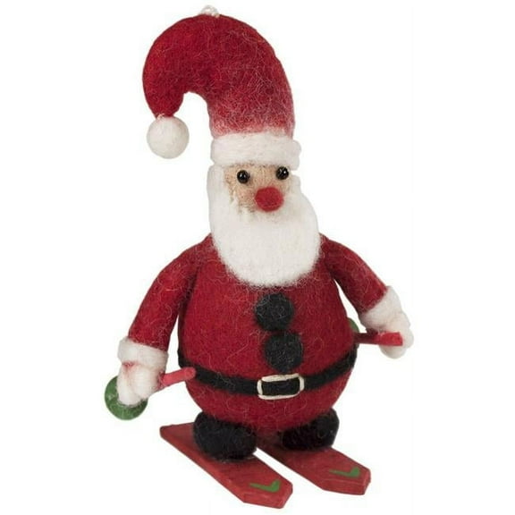 Wild Woolies DZI471275000 Handmade & Fair Trade Skiing Santa Felt Ornament