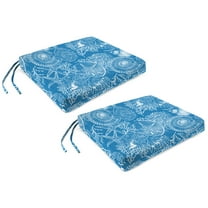 Jordan Manufacturing 17" x 19" Saltwater Sky Blue Nautical Rectangular Outdoor Chair Pad Seat Cushion with Ties (2 Pack)
