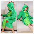 thumbnail image 3 of Boys' Girls Plush Hooded Bathrobe - Dinosaur Fleece Sleep Robe, 3 of 7