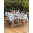 thumbnail image 3 of Outdoor Tablecloth with Umbrella Hole for Patio/Picnic/Party/Camping, Blue Starfish Coastal Waterproof Table Cloth Rectangle Table Cover Washable, Ocean Beach Coral Nautical Botanical (60"x 84"), 3 of 8