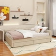 thumbnail image 4 of Queen Size Upholstered Platform Bed with USB and 2 Drawers, Beige, 4 of 13
