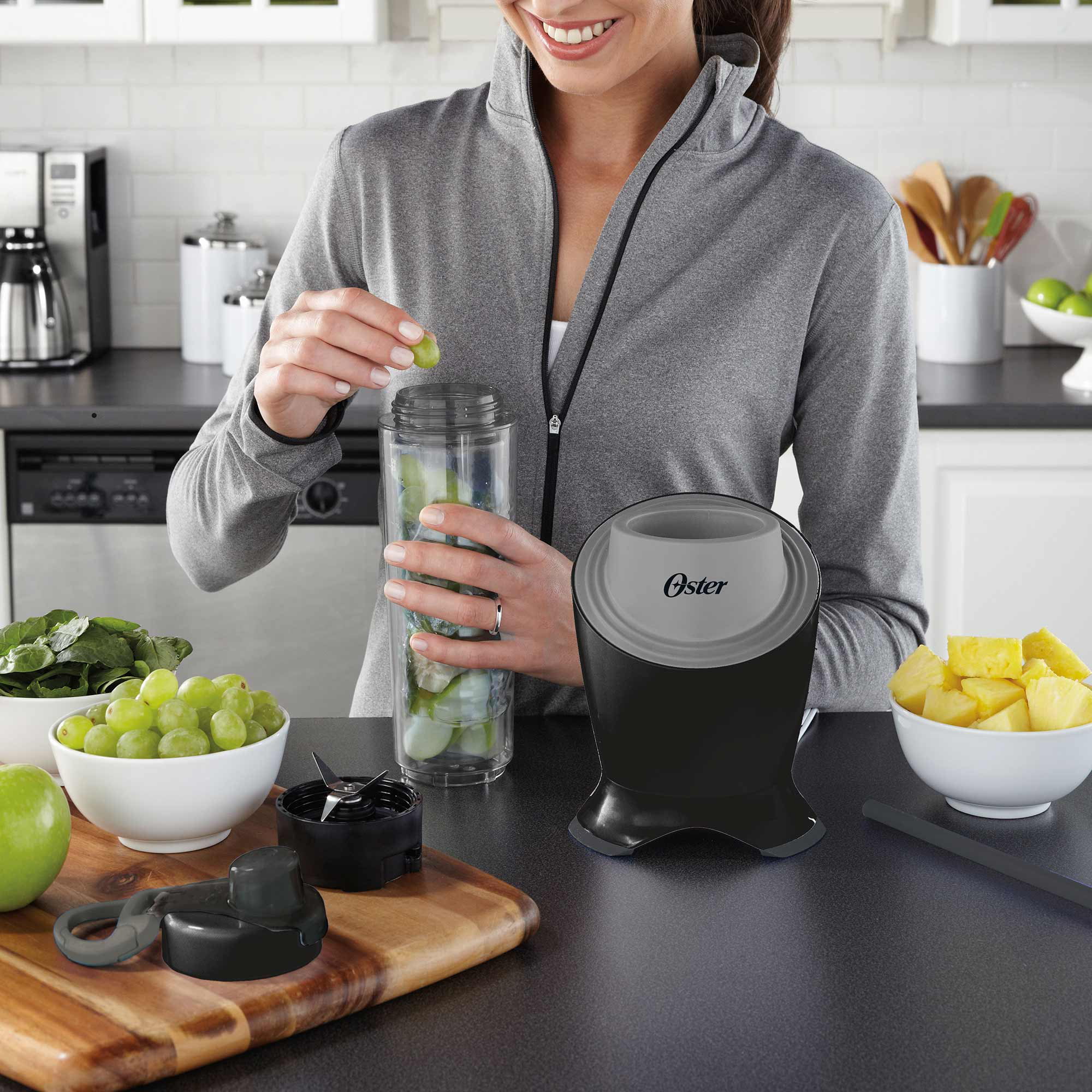 Oster My Blend 400 Watt Personal Blender With Portable 20Oz Smoothie Cup In  Grey