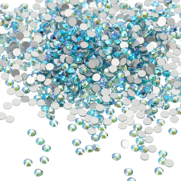 Uxcell SS8 Round Flatback Rhinestones 2.3-2.5mm Crystal Glass Gems Diamonds for DIY Crafts Clothes Shoes Nail Art Decoration, Aquamarine AB 2880Pcs