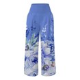 thumbnail image 4 of Yuwull Wide Leg Linen Pants for Women Summer Boho Pants Casual Loose Beach Pants for Women Floral Print Palazzo Pants for Women Dressy Flowy Pants, 4 of 5