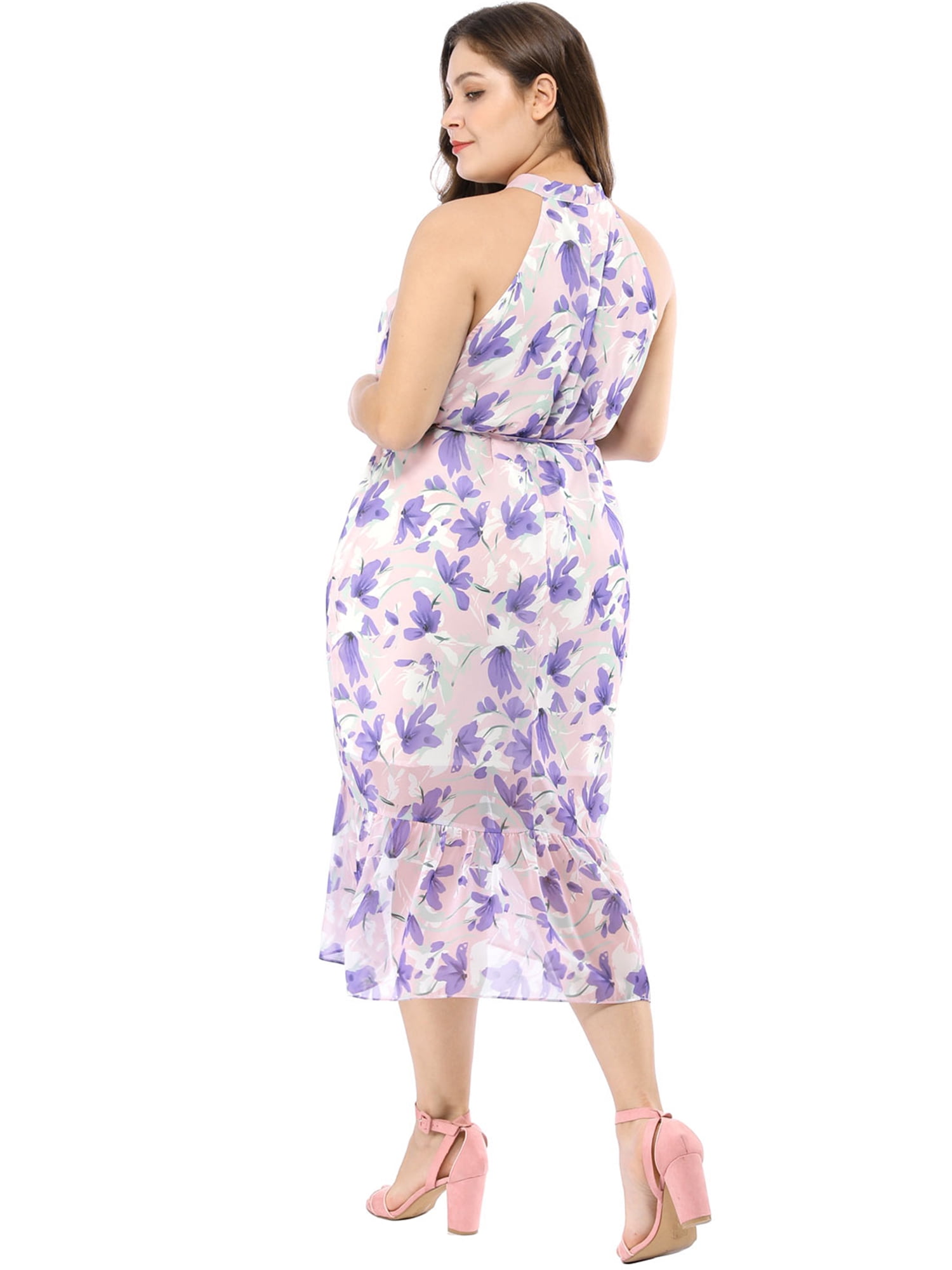 plus size pink chiffon dress