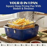 Granitestone Ceraluxe 20 Pc Pots and Pans Set Non Stick, Ceramic Cookware Set with 5-Pc Bakeware, Deep Frying Pan & Steamer, Oven & Dishwasher Safe, Blue