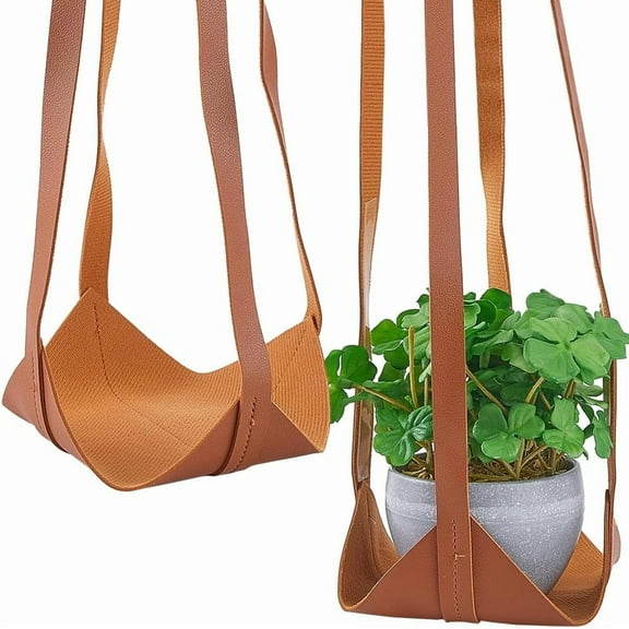 1 set 2 pcs Plant Hanger Indoor Leather Planter Hanger Hanging Planter Minimalist Hanging Decoration Display Leather Rope for Home Flower Shop Store Dinning Room Wedding Brown 31.49 Inch
