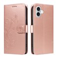 thumbnail image 5 of for iPhone 16 Wallet Case, [with Card Holder] Embossed Pattern PU Leather Detachable Wrist Strap Slim Shockproof Protective Flip Stand Phone Case for iPhone 16 Women Girls, Rosegold, 5 of 7