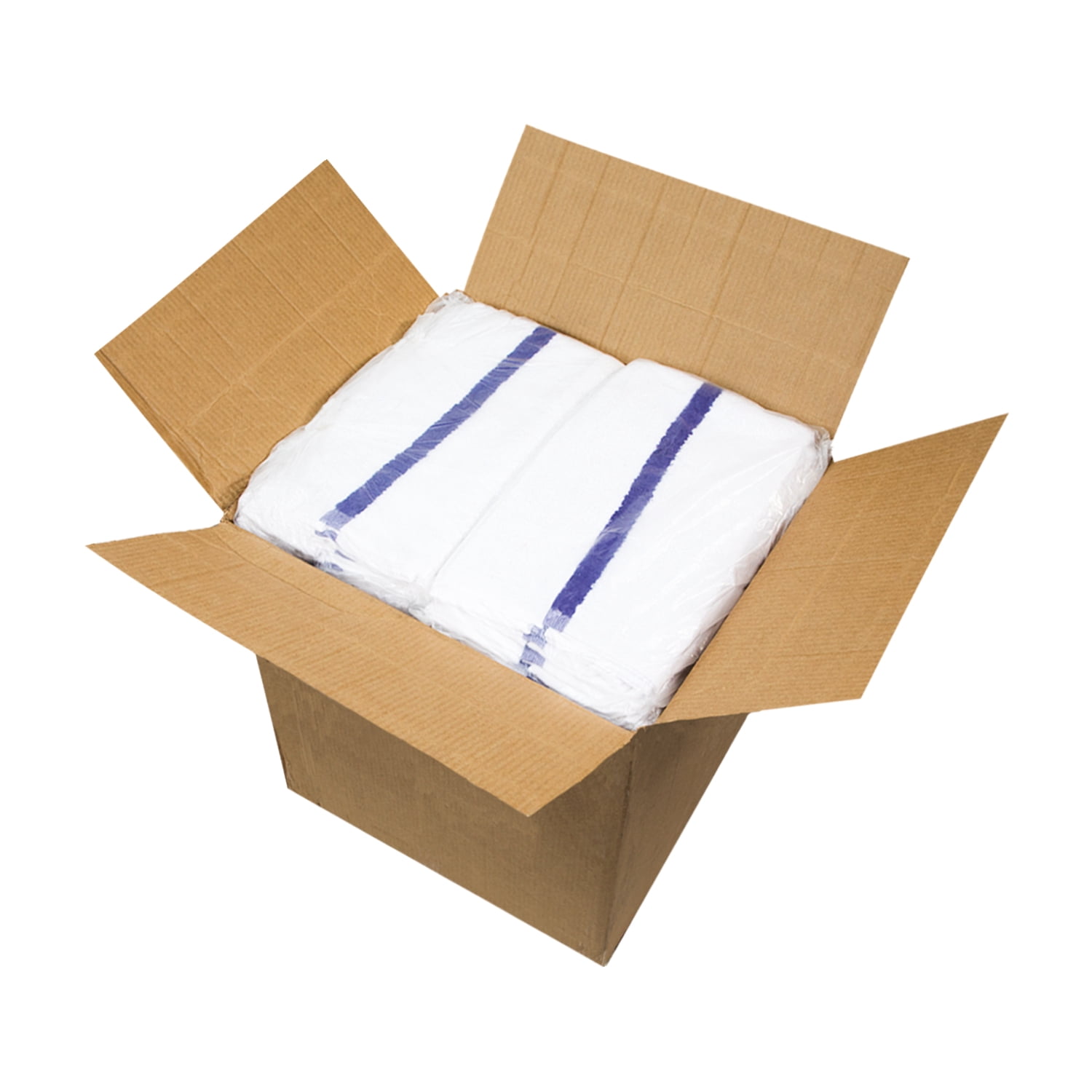 Arkwright Gym Hand Towels (Bulk Case of 120), 16x27, Ring Spun Cotton, Blue Stripe