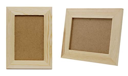 Pack of 6 - DIY Unfinished Wooden Picture Photo Frames - Stand or Hang on The Wall - Hold a 4x6 Inch Photo