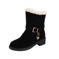 thumbnail image 6 of NOKIO Classic Women'S Suede Ankle Boots Women'S Insulated Winter Ankle Boots Fashionable Women'S Winter Warm Ankle Boots Women's Fashion Belt Buckle Suede Cotton Boots Plus Velvet Warm Snow Boots, 6 of 9