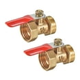 thumbnail image 1 of Válvula de bola de aire Uxcell G1/2 macho a hembra con interruptor de cierre, acoplador de tubería, tono dorado de latón, 2 piezas, 1 of 3