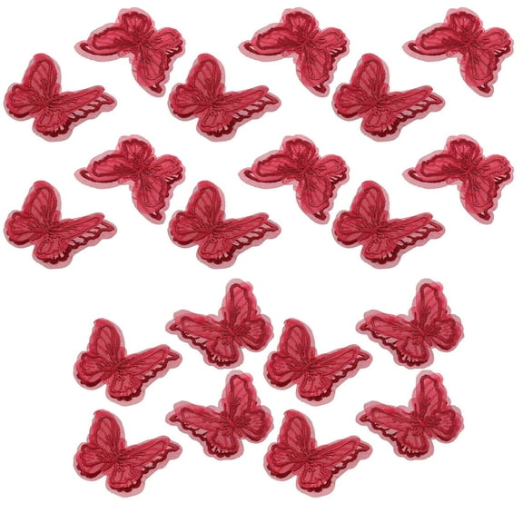 TABLZONE 20Pcs Butterfly Lace Trim for Sewing Red Elegant Embroidery for Hair Accessories and Crafts