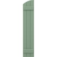 thumbnail image 5 of Ekena Millwork 10 1/2"W x 57"H Americraft Three Board (2 Batten) Exterior Real Wood Joined Board-n-Batten Shutters w/ Elliptical Top (Per Pair), Track Green, 5 of 10