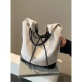 thumbnail image 2 of Canvas Bucket Bag for Women Bow Shoulder Bags Top-Handle Satchels Bags Cute Hobo Bag Purses Tote Handbags, 2 of 5