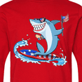 thumbnail image 4 of Inktastic Fourth of July Shark Surfing Long Sleeve Youth T-Shirt, 4 of 5