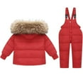 thumbnail image 3 of Krdevn Toddler Boys Girls Hooded Down Jacket Coat and Ski Bib Pants Snowsuit Winter Warm Outfit Sets,12-24 Months, 3 of 3