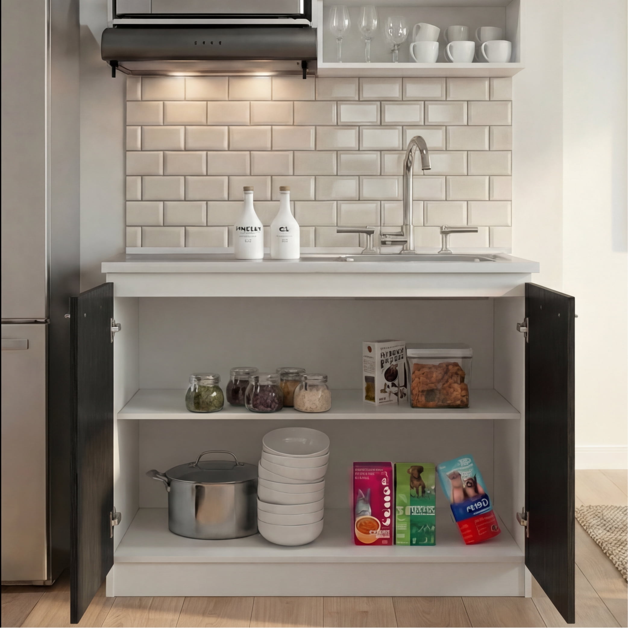 TUHOME Napoles 39" Utility Sink with Cabinet, Stainless Steel Laundry Sink