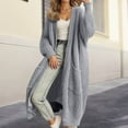 thumbnail image 2 of ZHOUCHANKIDS Women Cardigan Sweaters Long Sleeve Open Front Knit Long Coat Duster Cozy Fall Winter Outfits with Pockets Light Gray XL, 2 of 4