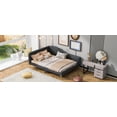thumbnail image 4 of Full Size Upholstered Daybed with Armrest, Solid Wood Bed Frame with Headboard and Support Legs for Bedroom, Guest Room, No Spring Box Needed, Grey, 4 of 9