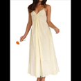 thumbnail image 3 of Vestido de Verano con Cuello en V para Mujer, A Rayas, Estilo Bohemio, para Playa, con Tirantes Finos y Lazo en la Espalda. Amarillo S, 3 of 10