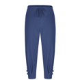 thumbnail image 6 of LADIGASU Man Solid-Color Loose Casual Pocket Cotton-Linen Elastic-Waist Drawstring Split-Leg Full Length Pants, 6 of 7