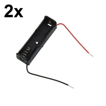 - 2x 1-AA Battery Spring Clip Holder Case Plastic Storage Box With Two Wire Leads