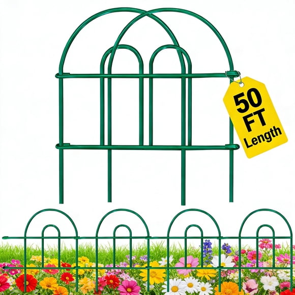 Cerca para jardín AMAGABELI, 35 paneles, 46 cm de alto x 15 m de largo, verde