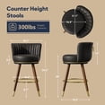 thumbnail image 3 of Ninecer Counter Height Bar Stools Set of 4, 26 Inch Swivel PU Leather Bar Chairs with Back and Footrest, Round Low Back Barstools for Kitchen Island Dining Room, Black, 3 of 8