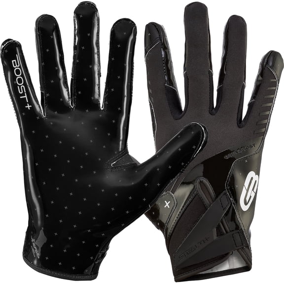 Grip Boost Solid Black Stealth 6.0 Boost Plus Youth Football Gloves