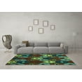 thumbnail image 3 of Ahgly Company Machine Washable Indoor Square Abstract Turquoise Blue Modern Area Rugs, 4' Square, 3 of 4