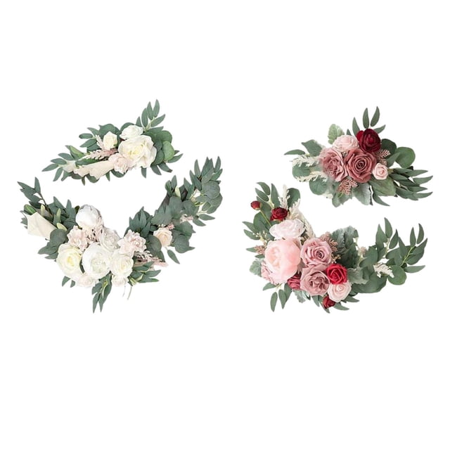 Guirnalda de rosas falsas, flores decorativas de seda para el arco de la boda, puerta principal Blanco Rosa Rojo