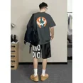 thumbnail image 3 of Conjuntos de gimnasio para hombre, ropa deportiva con estampado gráfico de algodón, conjunto de dos piezas moderno, camisetas, pantalones cortos, trajes para hombre, ropa de estilo coreano esencial, 3 of 5