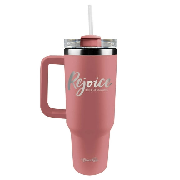 Blessed Girl 40 oz Rejoice Always Stainless Steel Mug with Straw