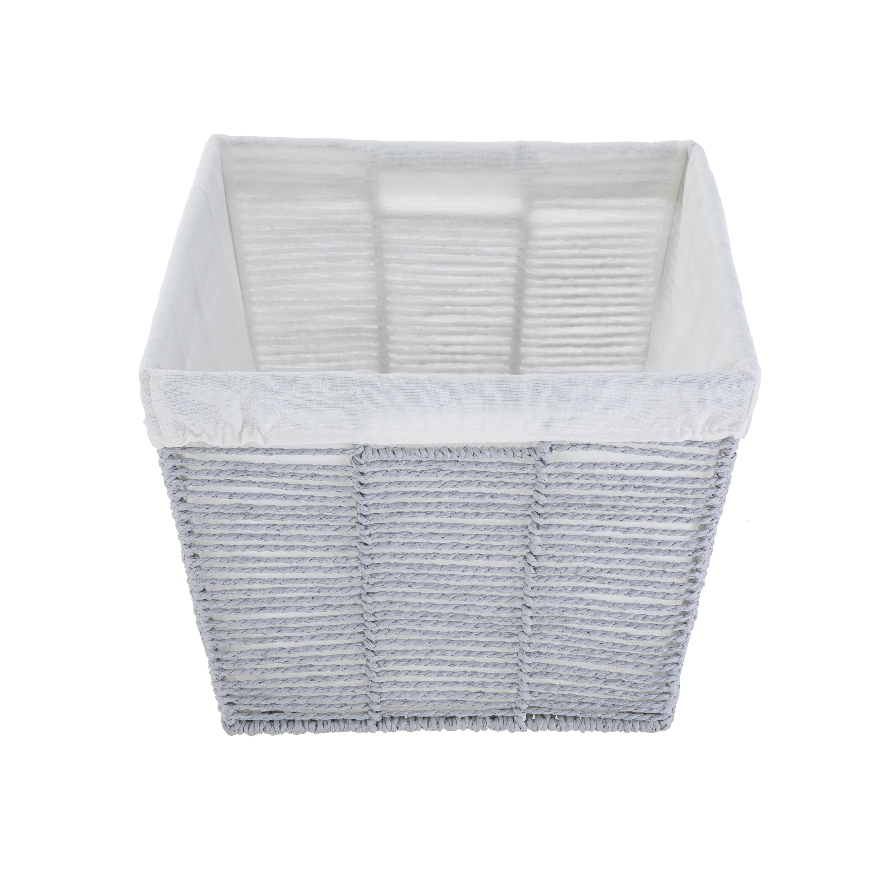 Mainstays Decorative Storage Basket, Medium Gray Twisted Paper Rope with Removable Liner, 13 in x 7.8 in x 9.8 in