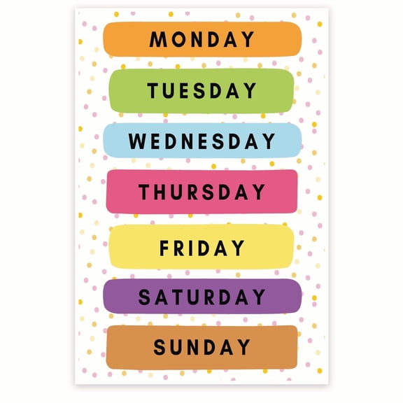 Days Of The Week - Pre-K Kindergarten 1st Grade - Early Learning Classroom Resources - Classroom Poster