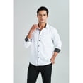 thumbnail image 2 of HISDERN Mens Dress Shirts Long Sleeve Button Down Shirts with Stripes Inner Contrast Regular Fit, 2 of 10