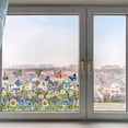 thumbnail image 6 of 118x39cm Floral Window Decals Green Grass Daisy Flowers Butterfly Window Clings Transparent Stained Window Sticker Non Adhesive Double-Sided Static Film for Summer Autumn Glass Sliding Door, 6 of 9
