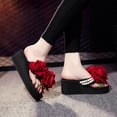 thumbnail image 4 of Chanclas planas con flores a la moda, sandalias de playa de verano, elegantes y delicadas para mujer y niña (negro, 41 yardas, EU40, US85, UK6), 4 of 7