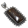 thumbnail image 2 of Natural Tiger Eye Gemstone Handmade 925 Sterling Silver Pendant 2.68", 2 of 2