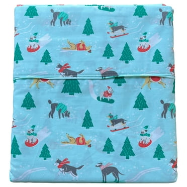 Big One Christmas Puppy Dogs Cotton Rich Sheet Set, 275 Thread Full Bed Sheets