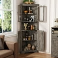thumbnail image 3 of Vabches Farmhouse 67" Tall Corner Cabinet with 4 Barn Doors, 5 Tier Corner Storage Cabinet with Glass Door Adjustable Shelves for Bathroom,Living Room,Kitchen, 3 of 9